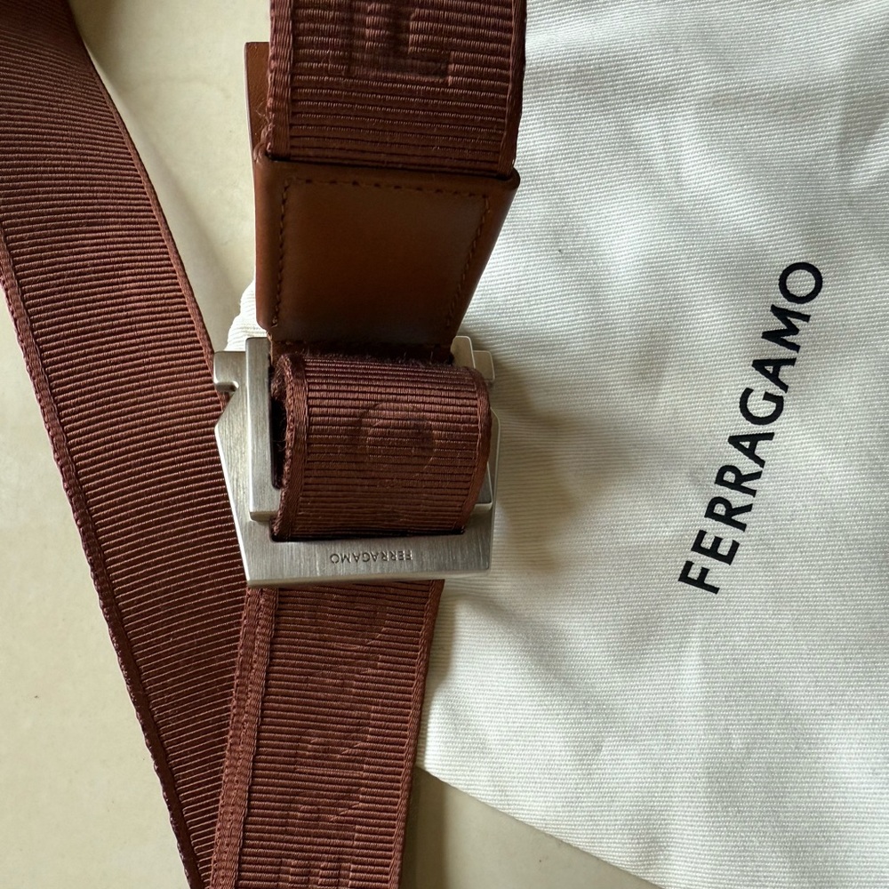 Salvatore Ferragamo Brown Belt Bag with Silver Hardware
